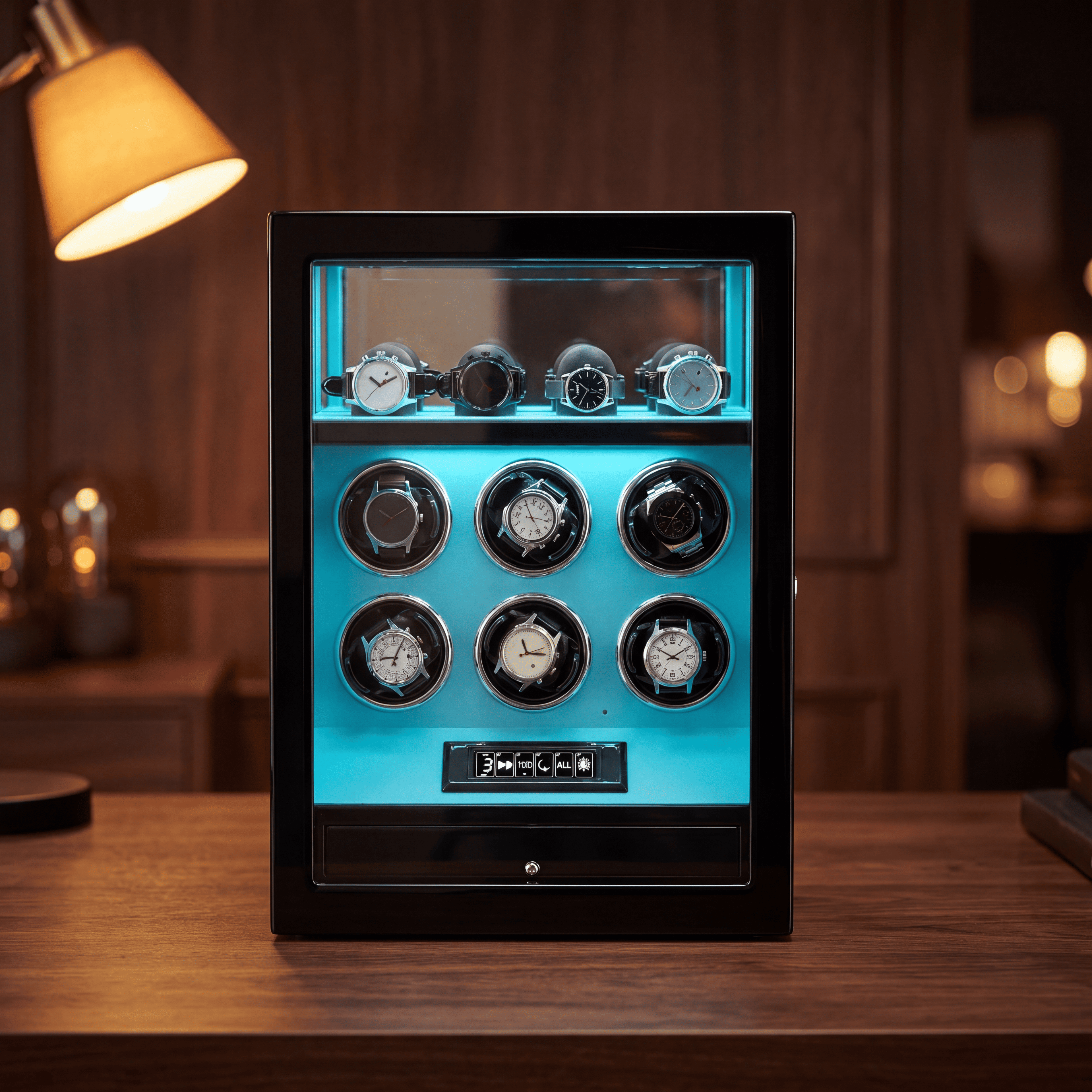 6 Watch Winder Cabinet with Fingerprint Lock, view 2