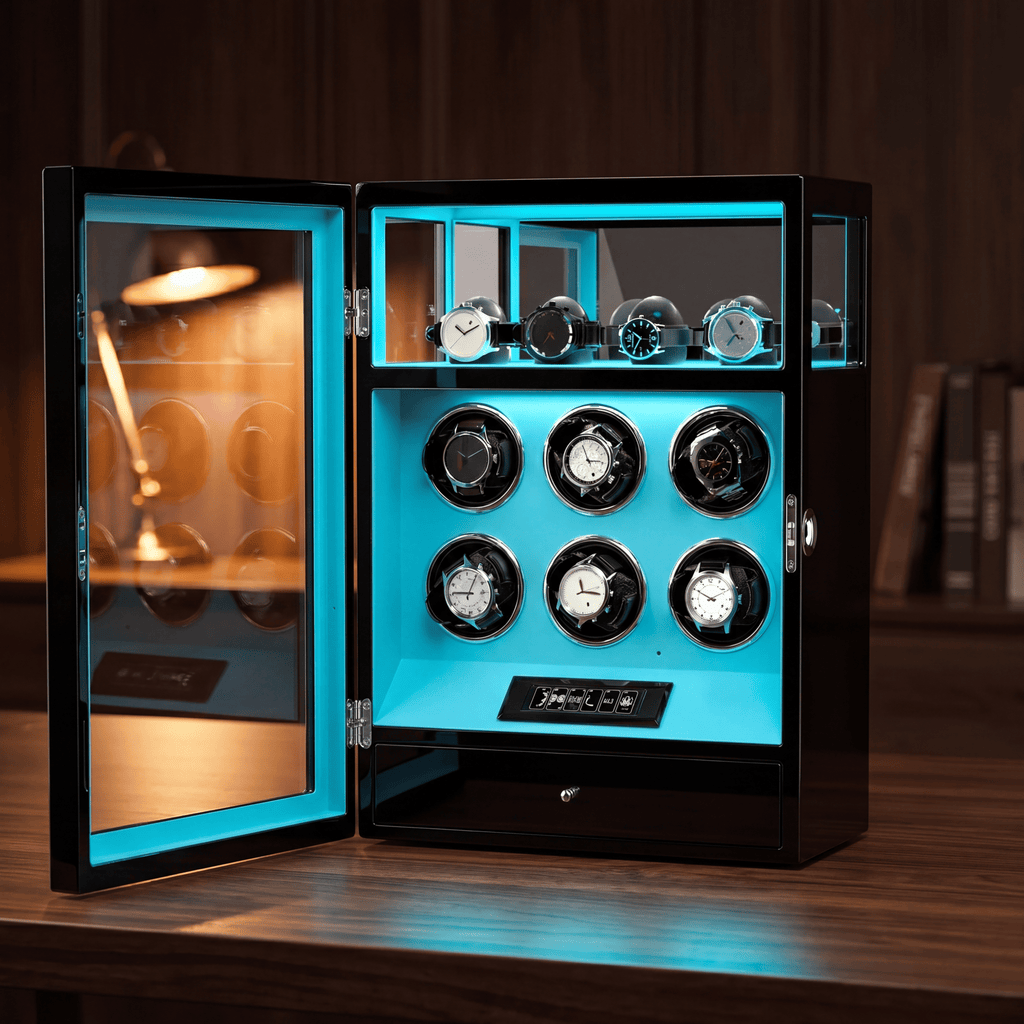 6 Watch Winder Cabinet with Fingerprint Lock, view 3