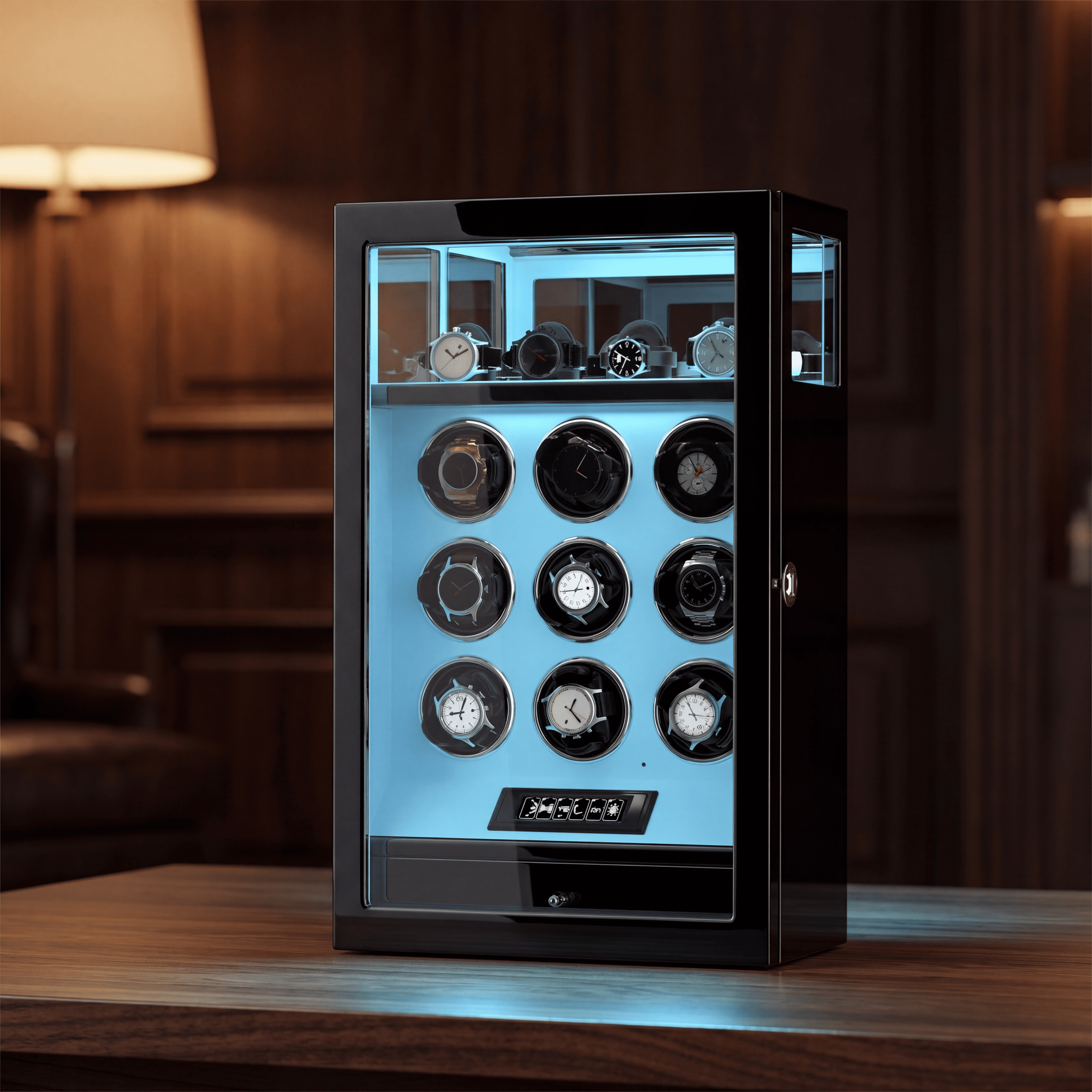 Leather Watch Winder for 9 Watches