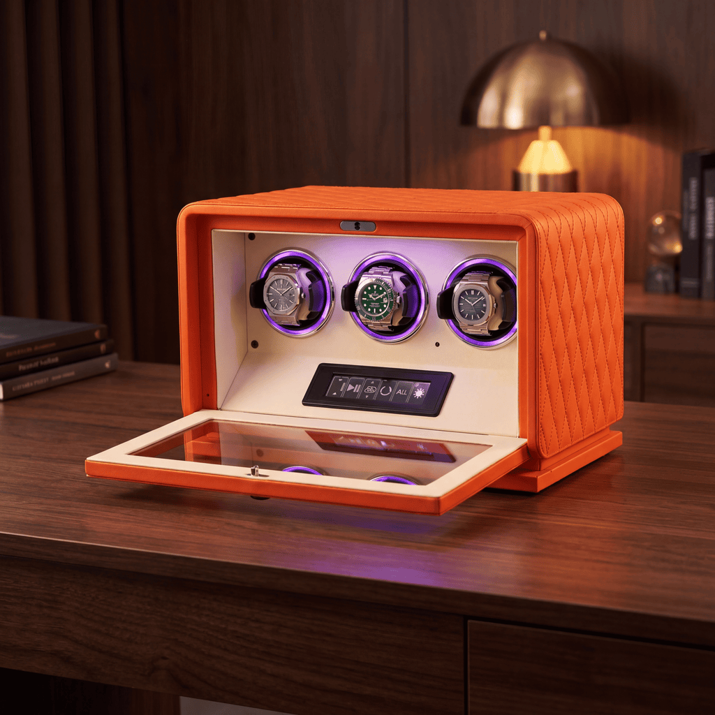 Leather Watch Winder for 3 Watches