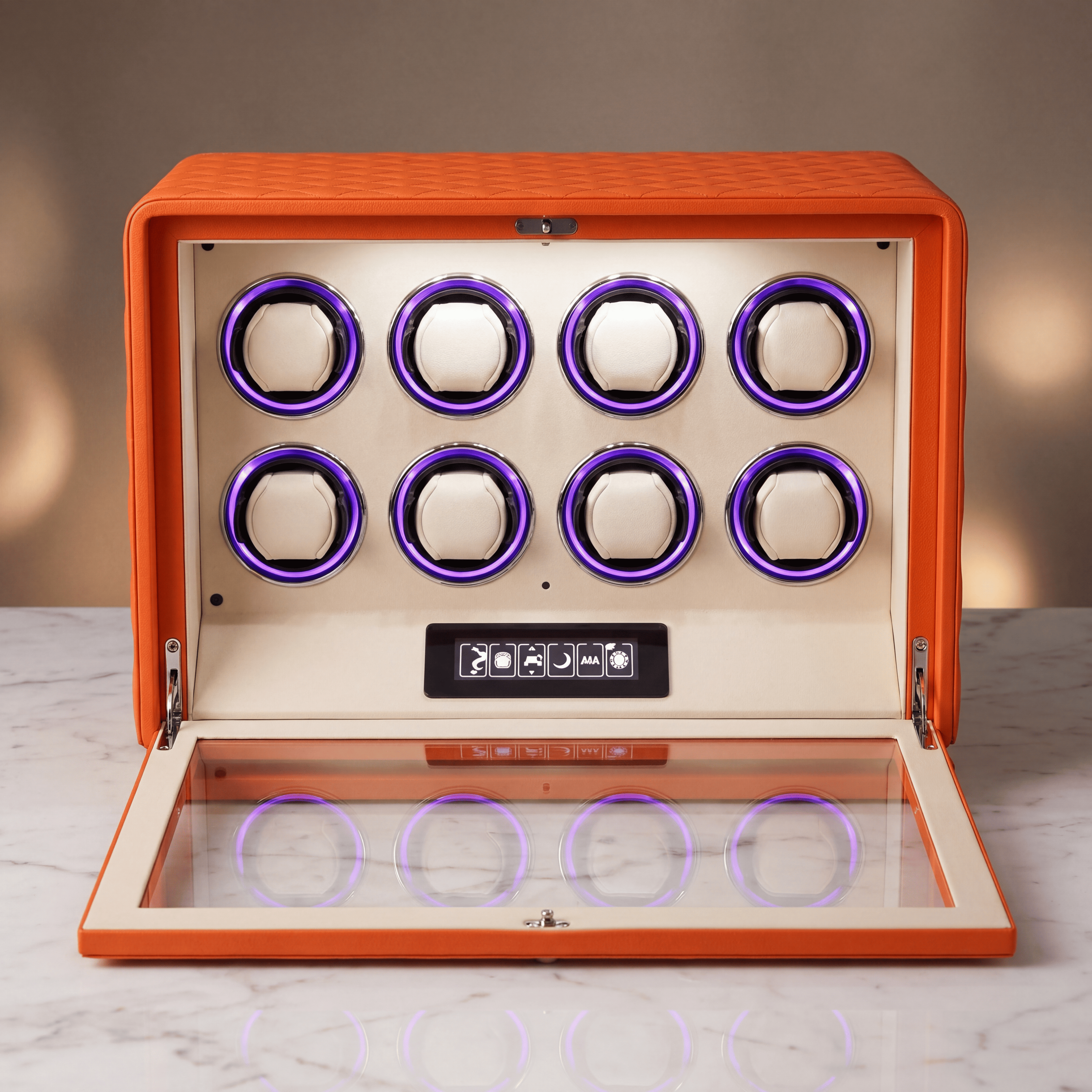 Green Leather Watch Winder for 8 Watches, view 8