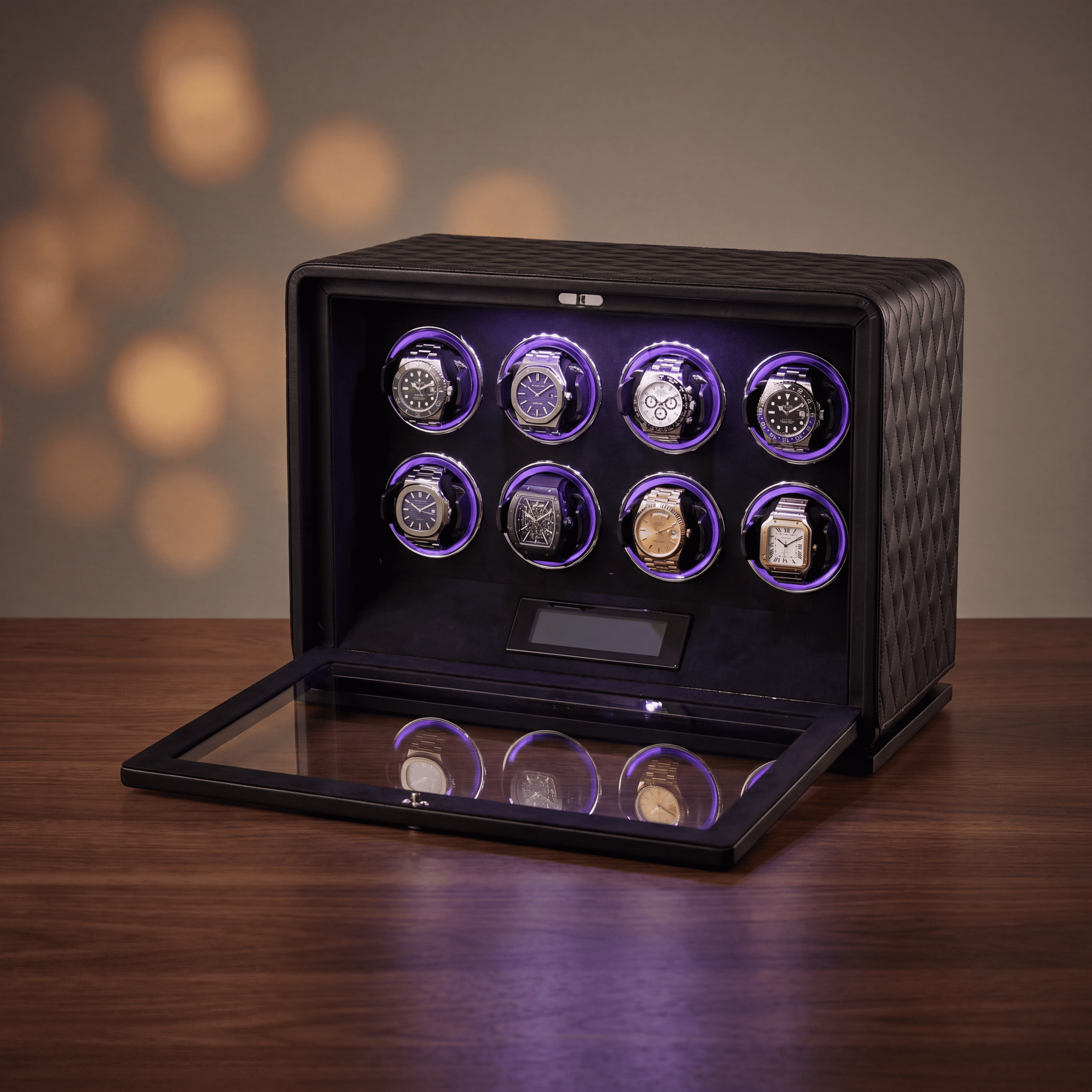 8 Watch Winder Display Case, Leather