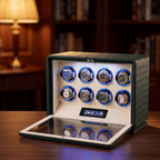 Green Leather Watch Winder for 8 Watches