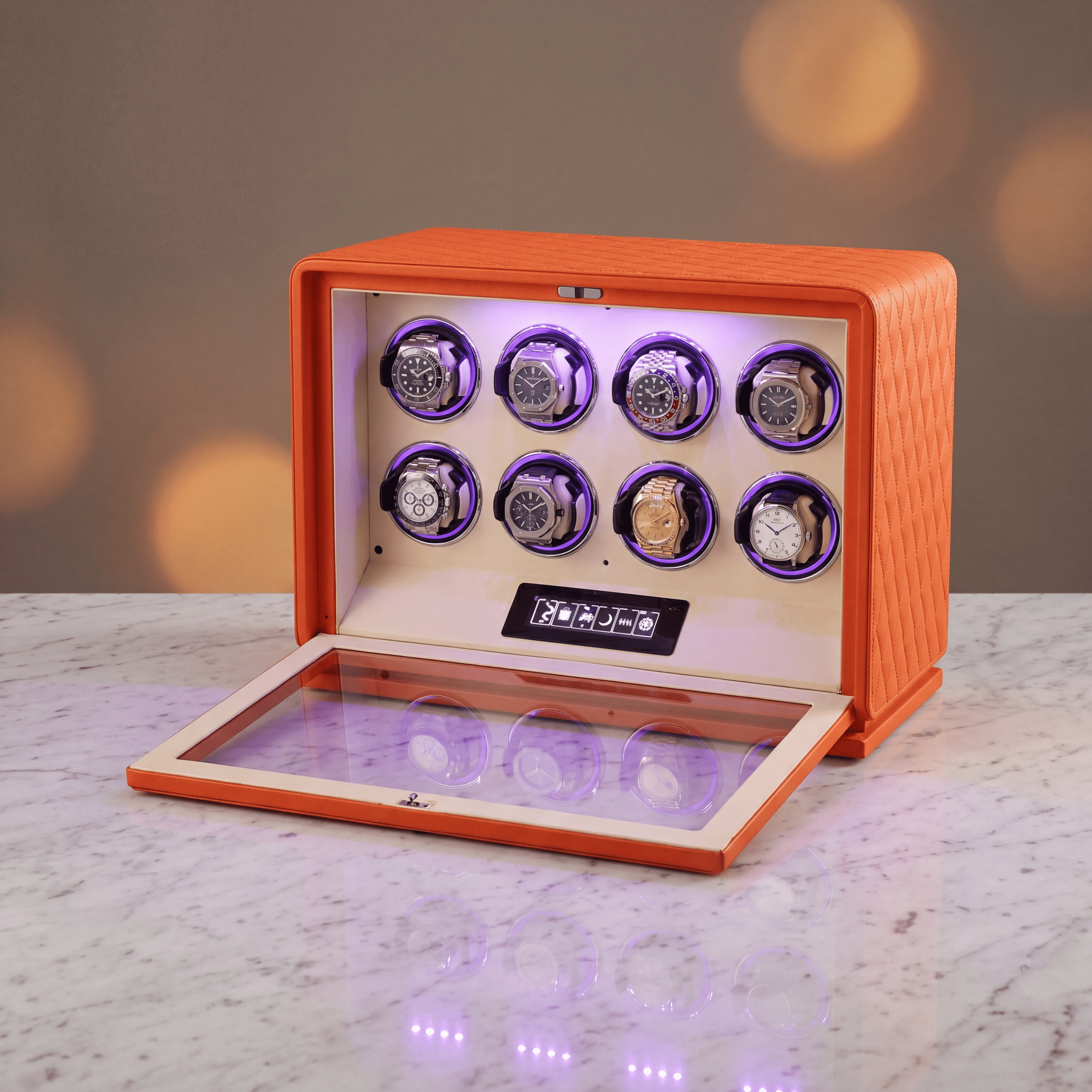8 Watch Winder Display Case, Leather, view 6
