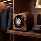 Single Watch Winder, Black and Cognac, view 3