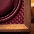 Walnut Single Watch Winder, Bordeaux Interior, view 3