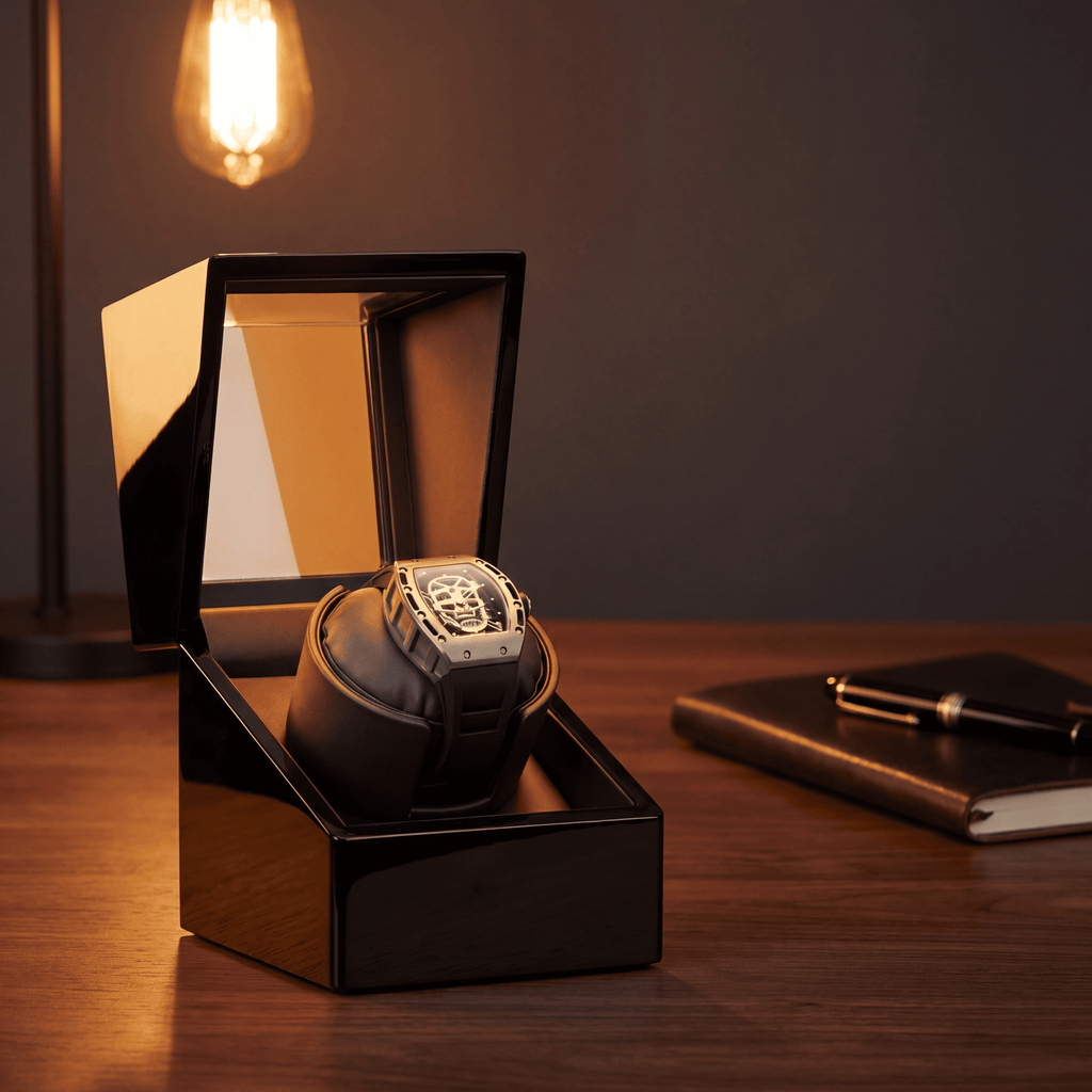 Single Watch Winder, Wood and Glass