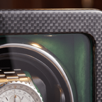 Carbon Single Watch Winder, Teal Interior, view 4