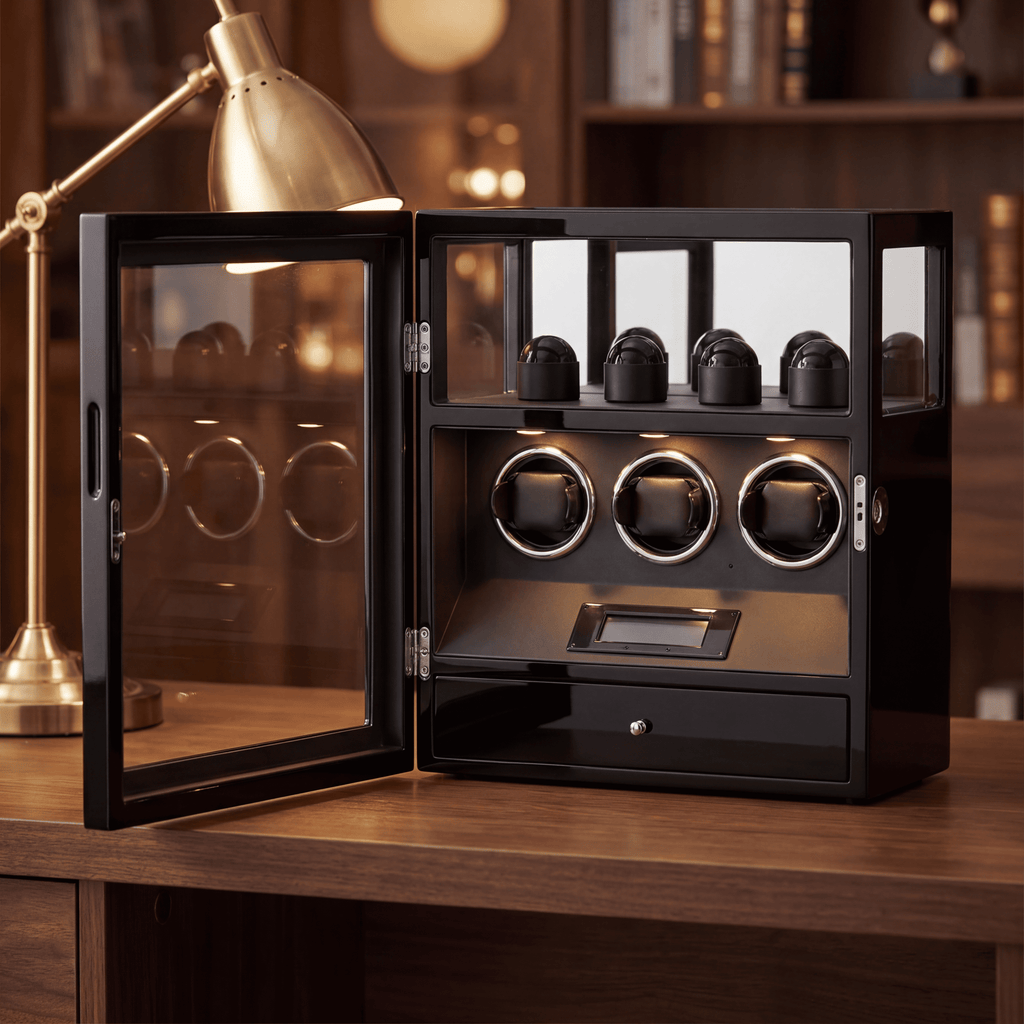3 Watch Winder Box, Piano Black, view 2