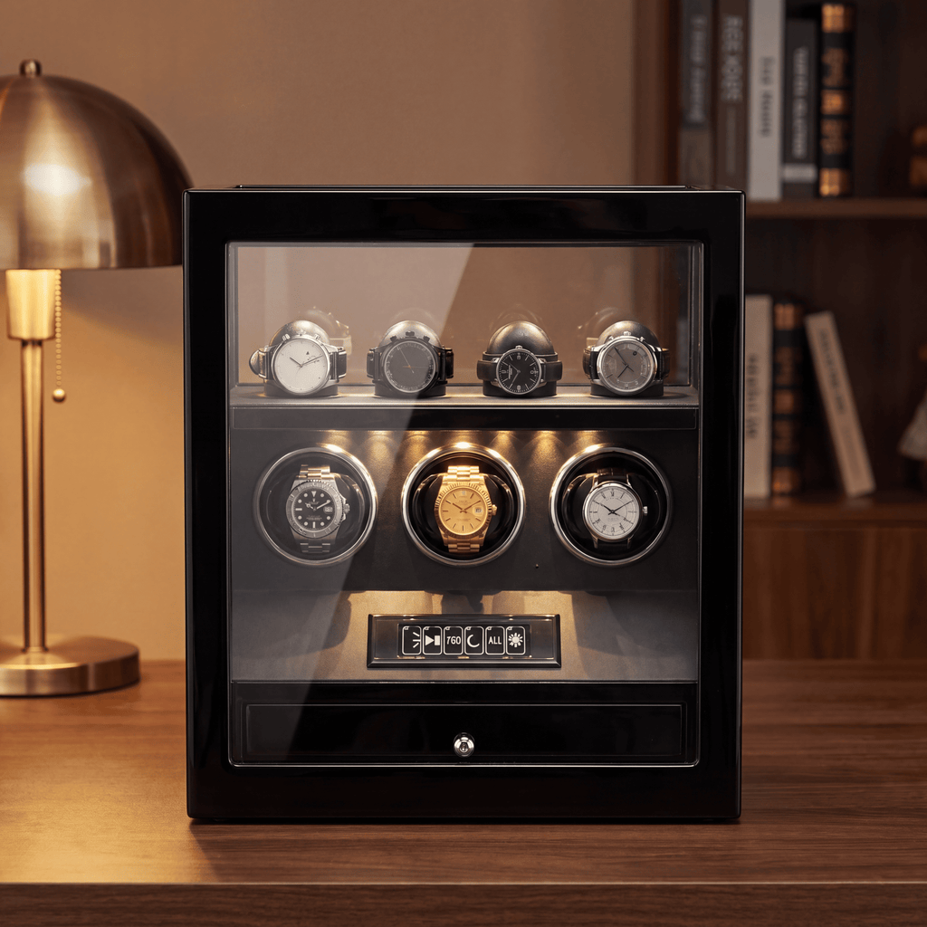 3 Watch Winder Box, Piano Black, view 3
