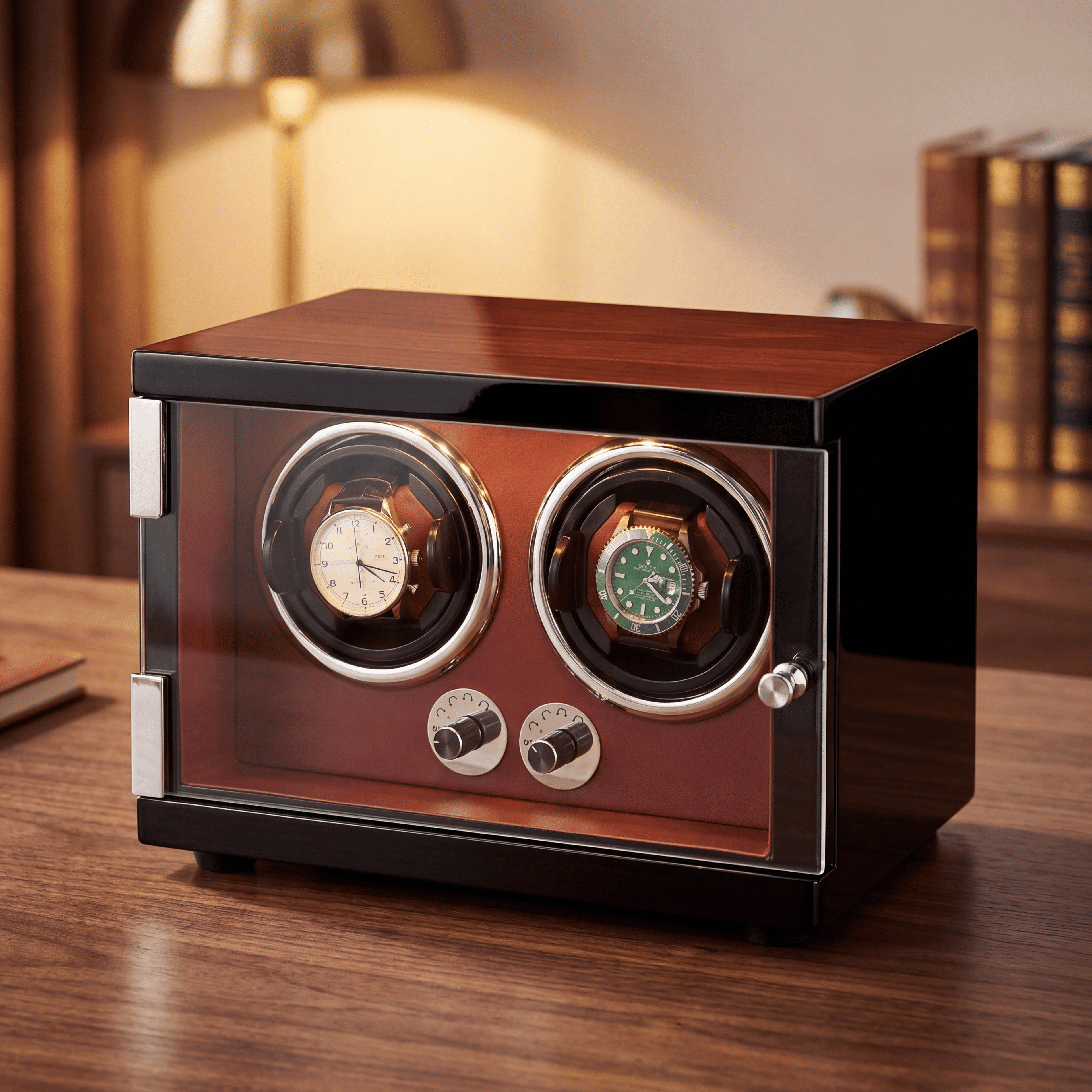 Red Watch Winder for 2 Watches