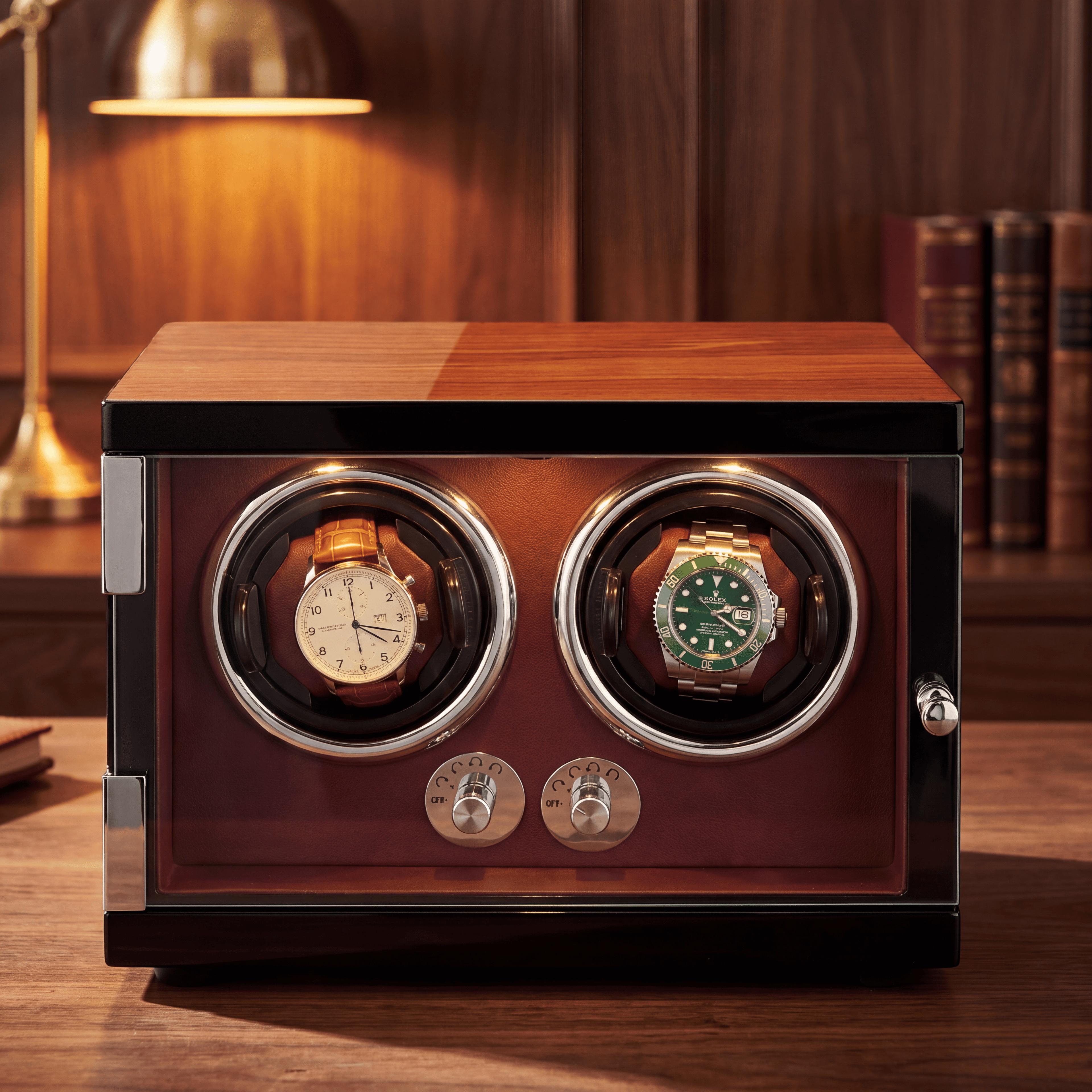 Red Watch Winder for 2 Watches, view 3