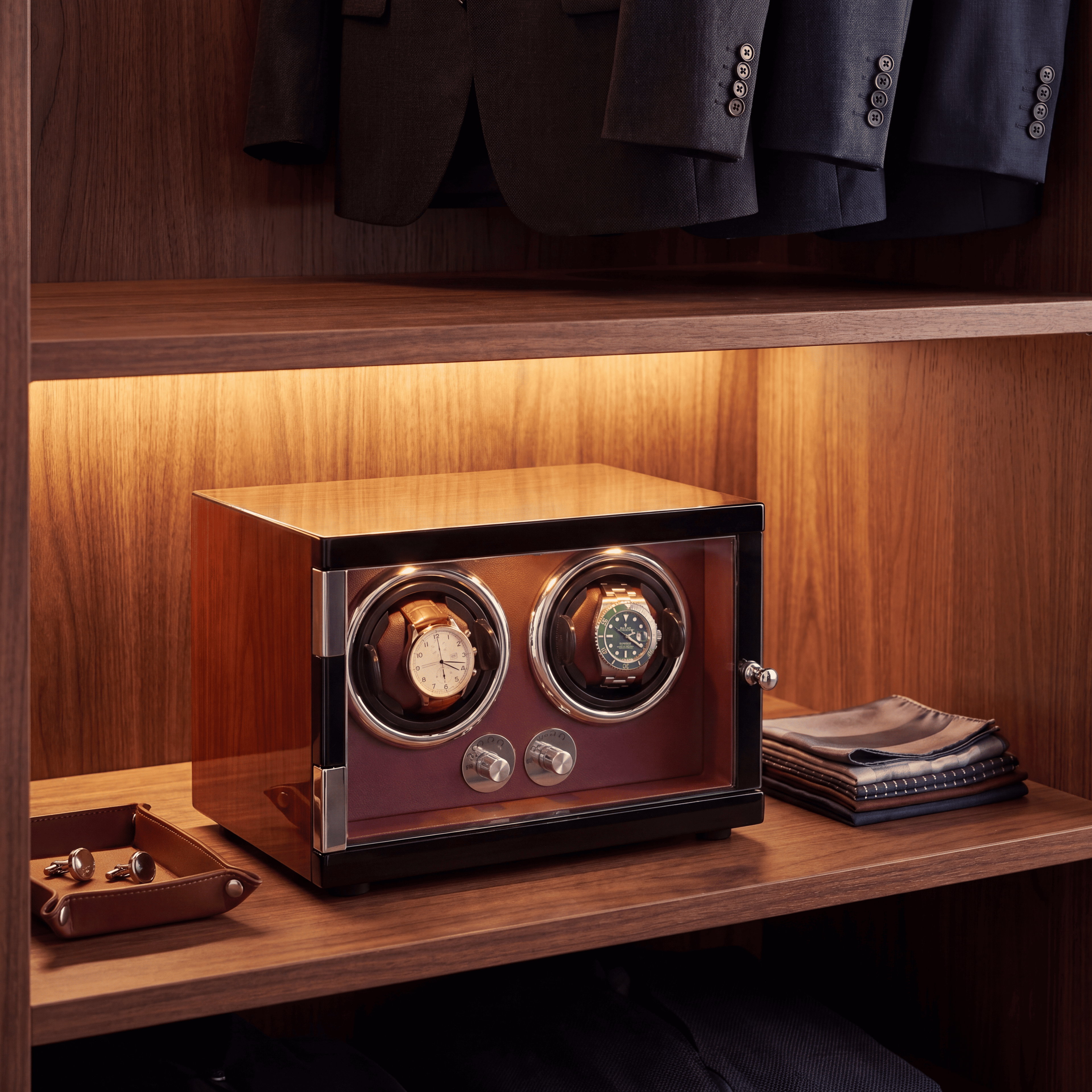 Red Watch Winder for 2 Watches, view 5