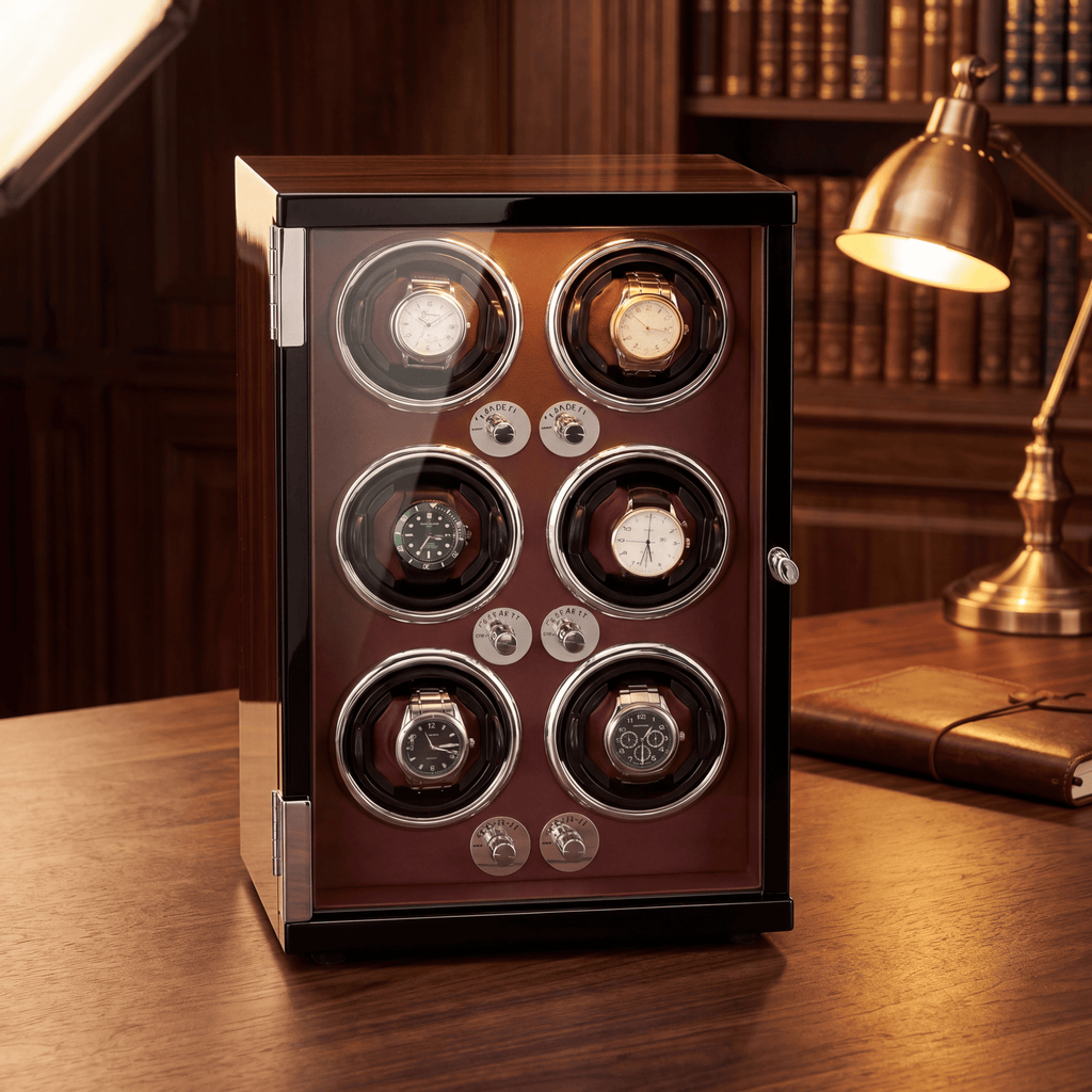 Red Watch Winder for 6 Watches
