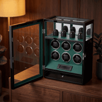 6 Watch Winder with Fingerprint Lock, Green, view 2