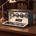 Green Leather Watch Winder for 4 Watches