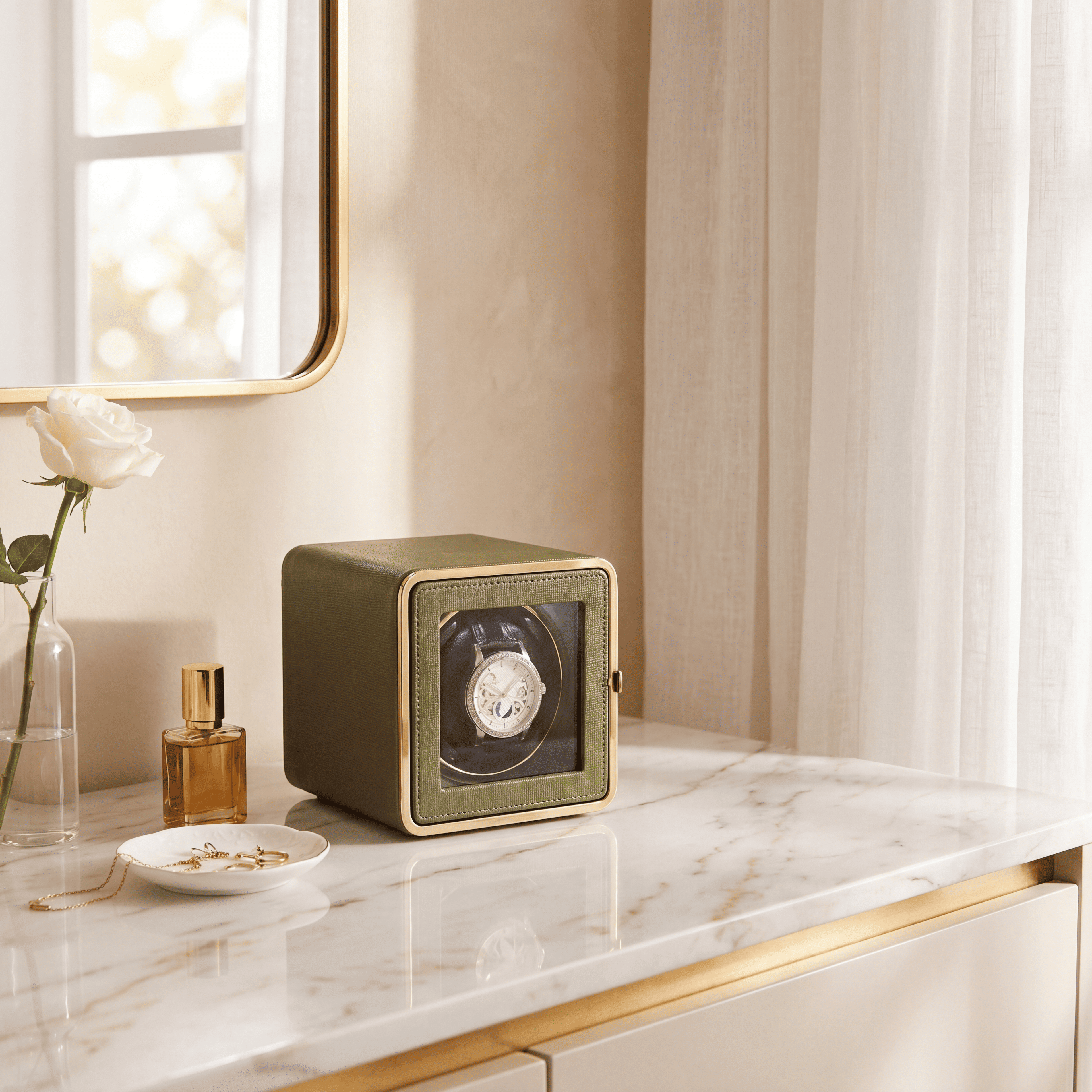 Olive Green Single Watch Winder, view 4