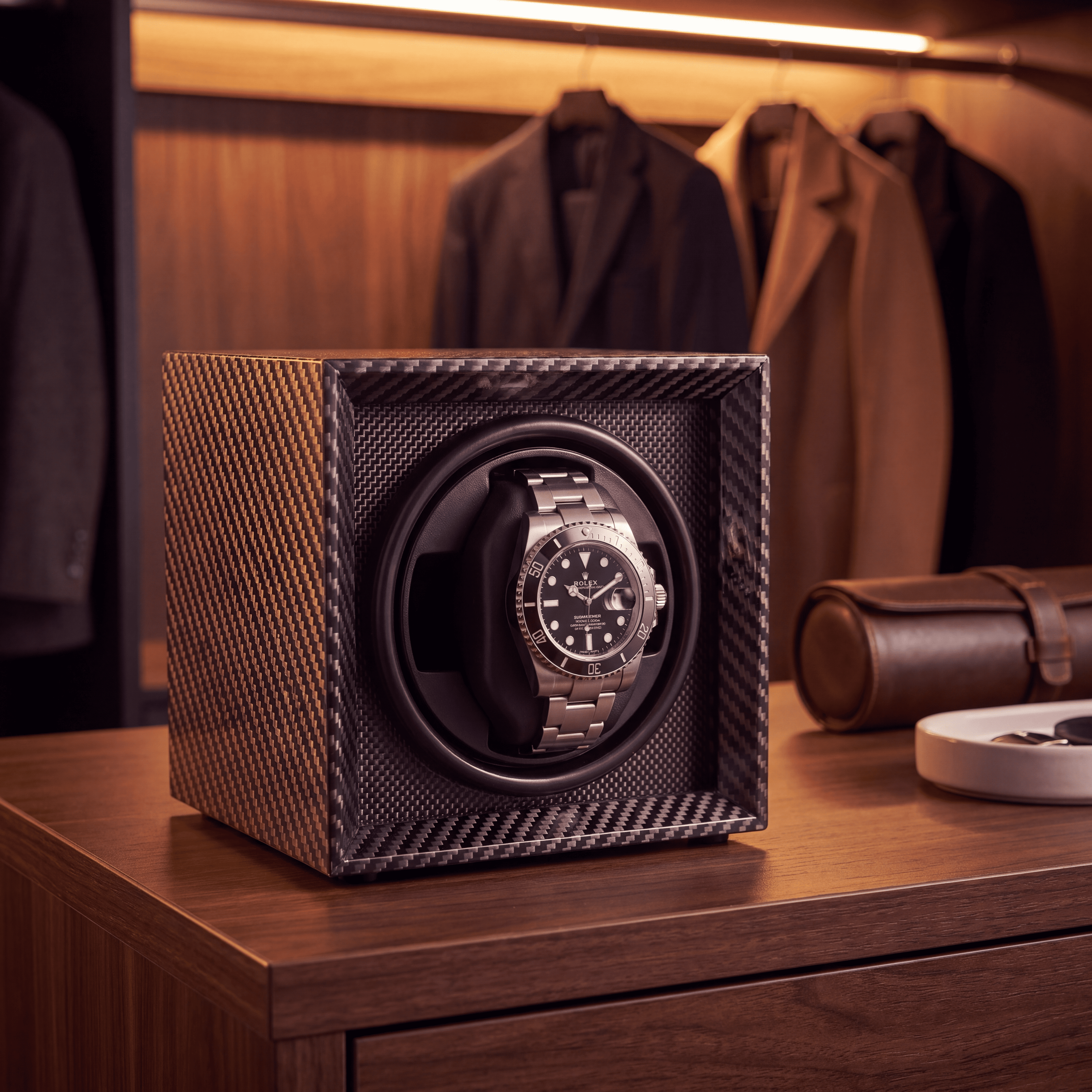 Carbon Fiber Single Watch Winder, view 3