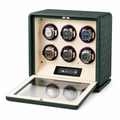Green Leather Watch Winder for 6 Watches