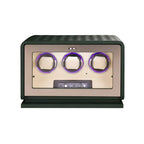 Green Leather Watch Winder for 3 Watches, view 5