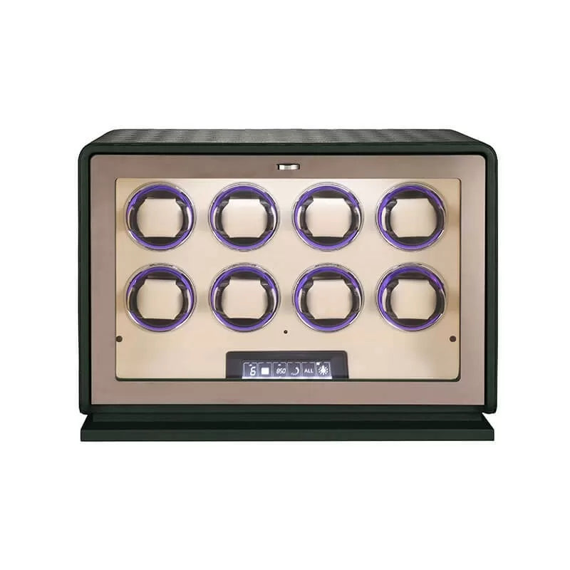 Green Leather Watch Winder for 8 Watches, view 5
