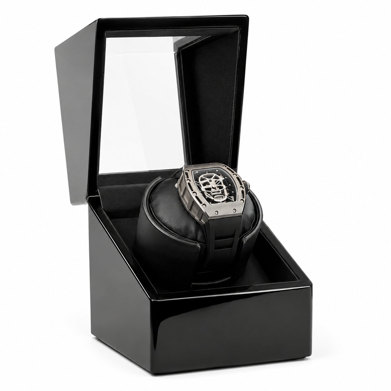 Single Watch Winder, Wood and Glass