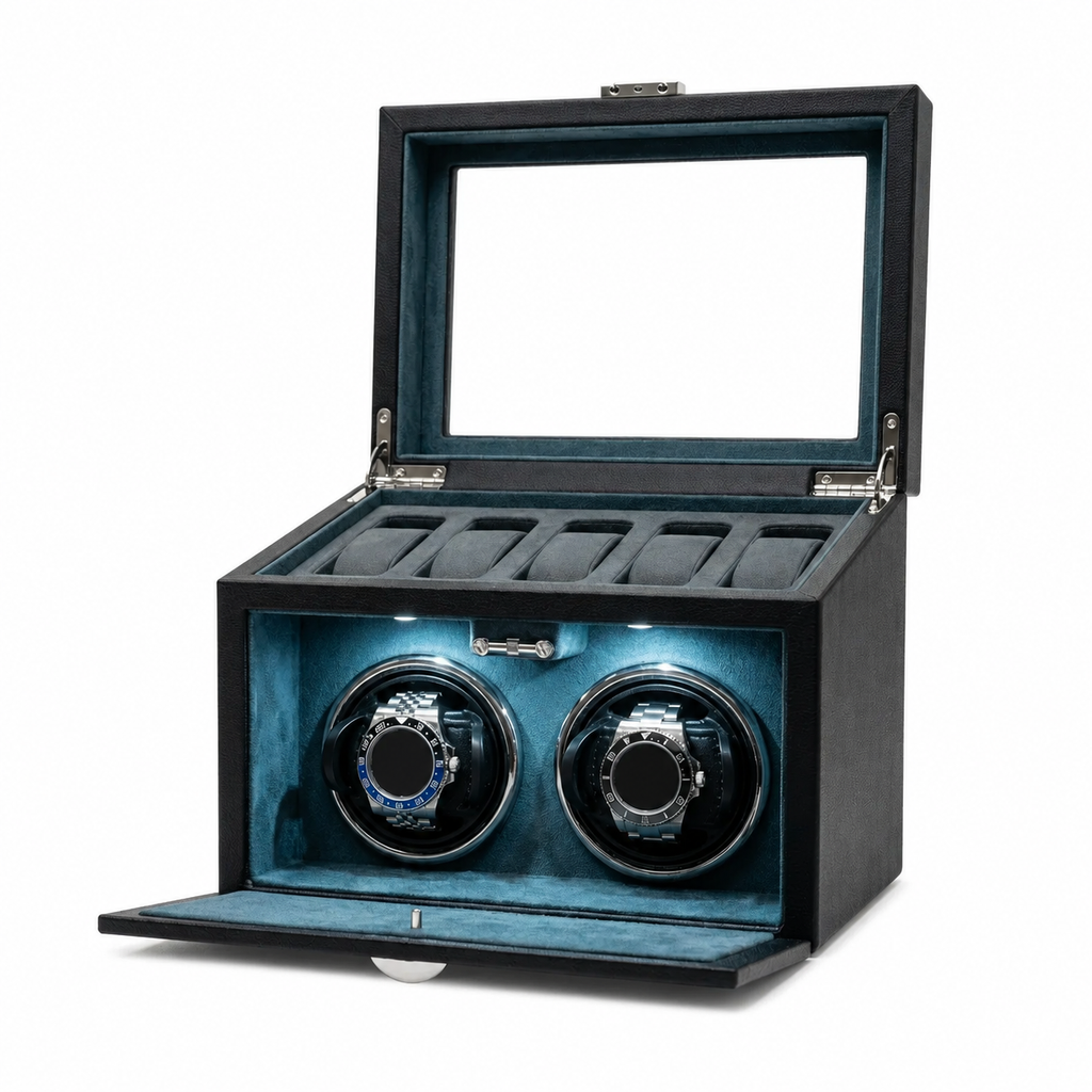 Black Watch Winder Box for 10 Watches
