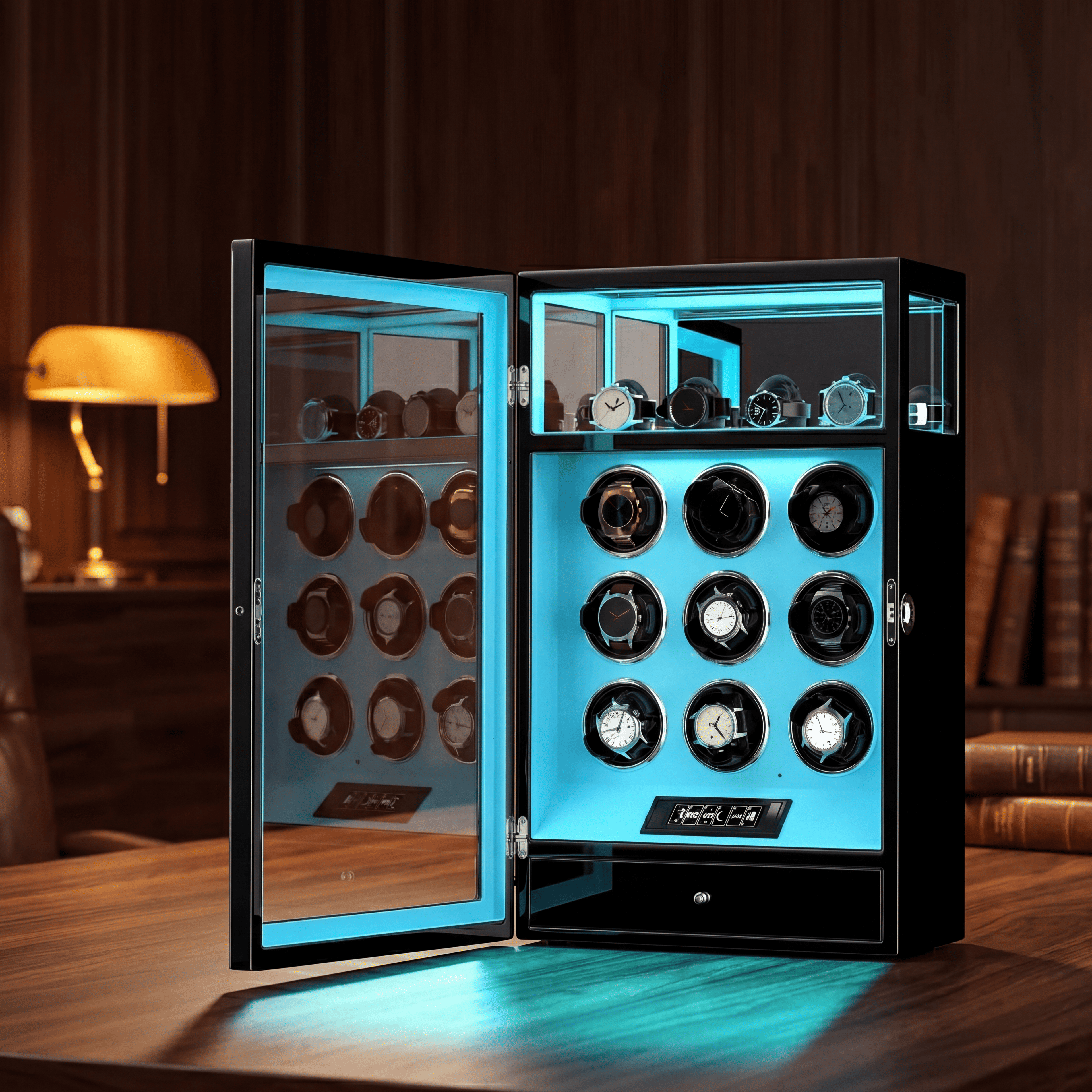 Leather Watch Winder for 9 Watches, view 3