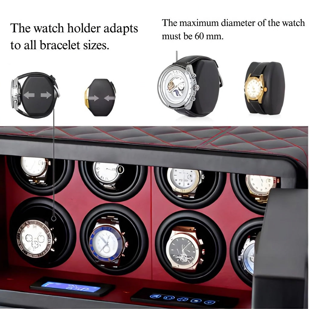 Watch Winder Safe for 8 Watches, Steel