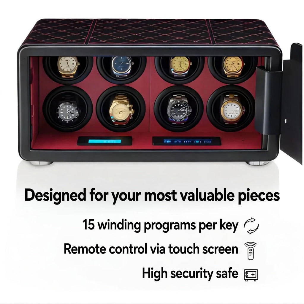 Watch Winder Safe for 8 Watches, Steel